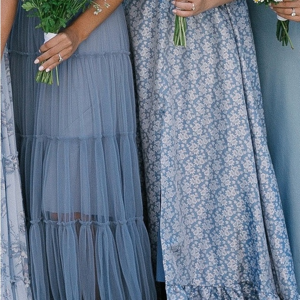 Dessy Collection Elegant Blue Floral Maxi Dress - Picture 4 of 4